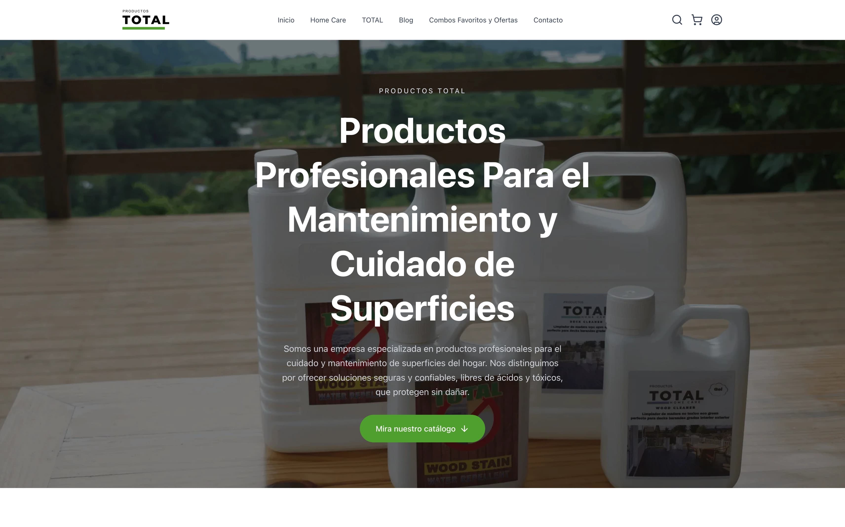 Productos TOTAL - premium cleaning products e-commerce developed by ZIONAK STUDIOS
